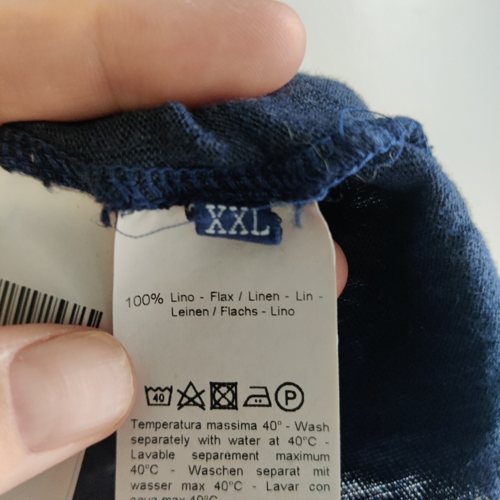 120% lino Blue V-neck shirt - Picture 5 of 8